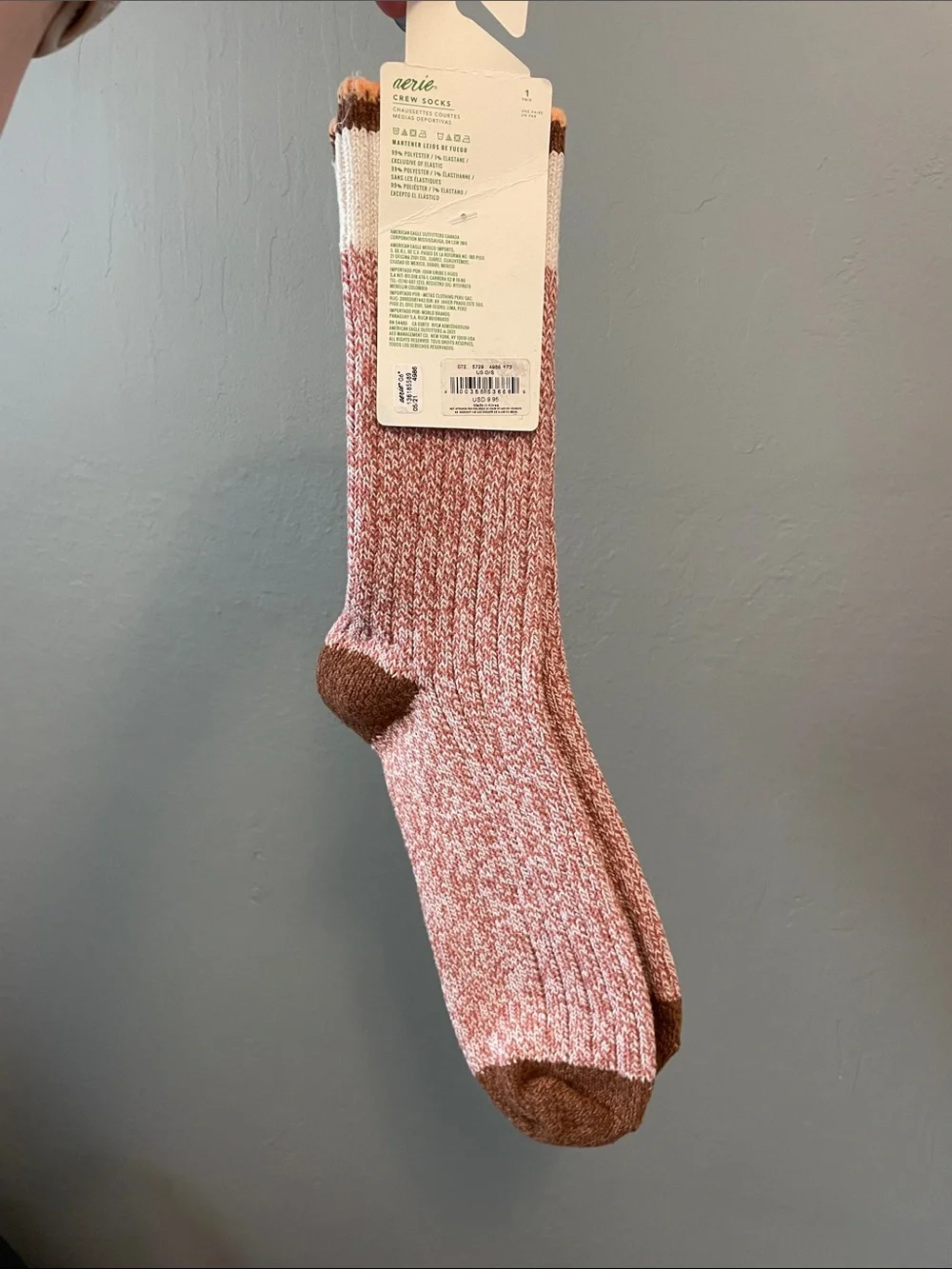 AERIE Marled Pink Crew Socks - NWT